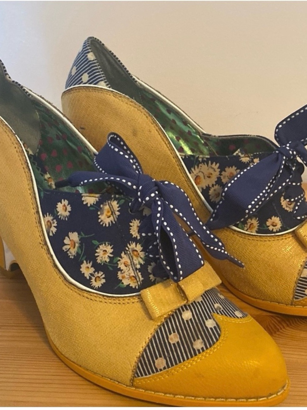 Irregular Choice Yellow & Navy Daisy Bow Heels